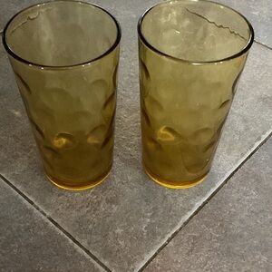 Amber Glass Tumblers - Set of 2